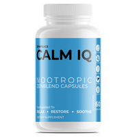 CalmIQ: Nootropic ZenBlend 60 Capsules to Relax & Soothe (Sugar Free) with Ashwagandha, Magnesium, Rhodiola, L-Theanine, Valeria, GABA, Biotin, 5-HTP Gym Peace: Supplements to Calm & Sleep (Gluten Free, All Natural, Non-GMO, Zero Sugar, Vegan, Organic)